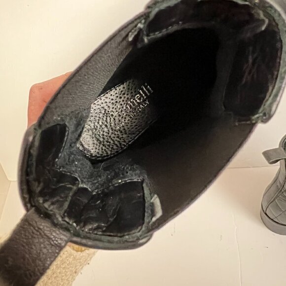 Fabianelli Black Leather Quilted Stretch Chelsea Ankle Boot Sz 37 - Picture 11 of 13